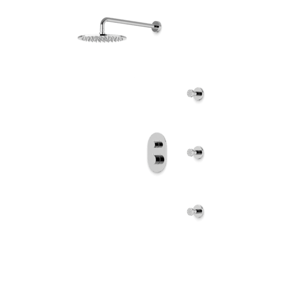 PS132 - Opera Round Thermostatic Shower Trim Kit with Wall Mount Shower Head, Body Jets Artos US Chrome