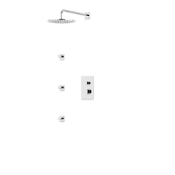 Square + Round Thermostatic Shower Trim Kit with Wall Mount Shower Head, Body Jets Artos US Chrome 