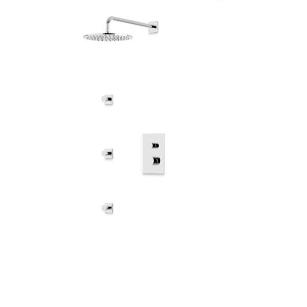 Square + Round Thermostatic Shower Trim Kit with Wall Mount Shower Head, Body Jets Artos US Chrome 