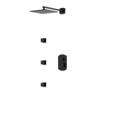 Transitional Thermostatic Shower Trim Kit with Wall Mount Shower Head, Body Jets Artos US Matte Black 
