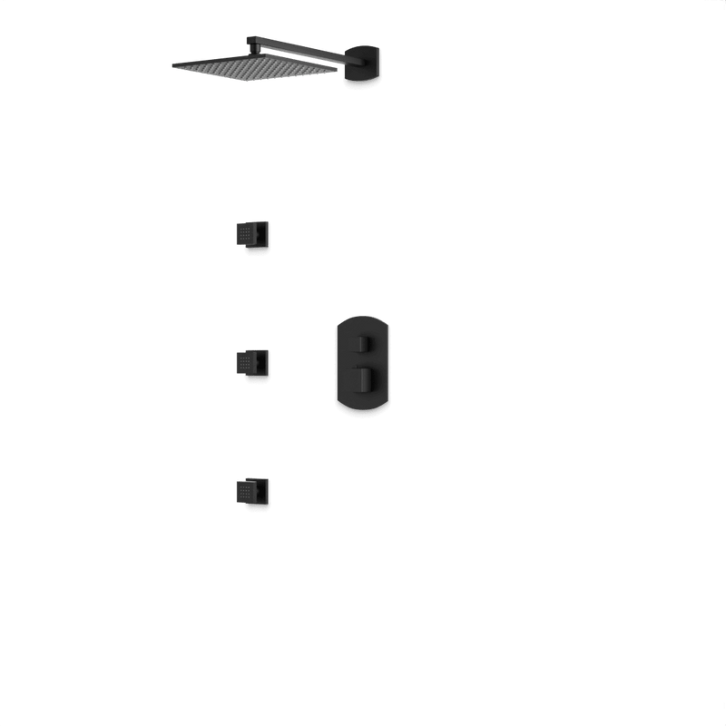 Transitional Thermostatic Shower Trim Kit with Wall Mount Shower Head, Body Jets Artos US Matte Black 