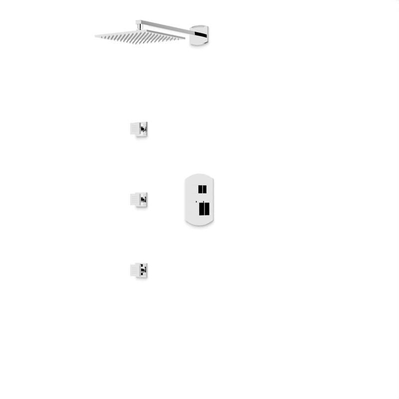 Transitional Thermostatic Shower Trim Kit with Wall Mount Shower Head, Body Jets - Chrome image 1