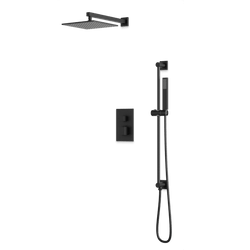 PS135 - Milan Shower Set with Slide Bar Wall Mount Shower Head Square Artos US Matte Black 