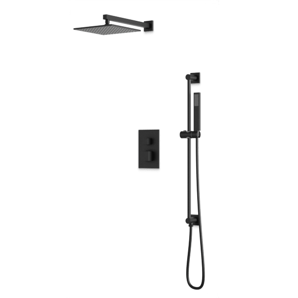 PS135 - Milan Shower Set with Slide Bar Wall Mount Shower Head Square Artos US Matte Black 