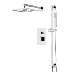 Edge Thermostatic Shower Trim Kit with Wall Mount Shower Head, Hand Shower on Slide Bar - Chrome / Wide thumbnail 1