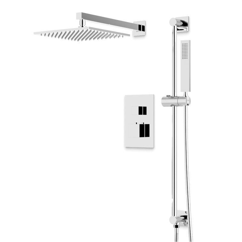 Edge Thermostatic Shower Trim Kit with Wall Mount Shower Head, Hand Shower on Slide Bar - Chrome / Wide image 1