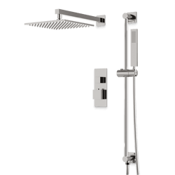 Edge Thermostatic Shower Trim Kit with Wall Mount Shower Head, Hand Shower on Slide Bar - Brushed Nickel / Linear thumbnail 1