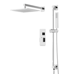 Edge Thermostatic Shower Trim Kit with Wall Mount Shower Head, Hand Shower on Slide Bar - Chrome / Linear thumbnail 1