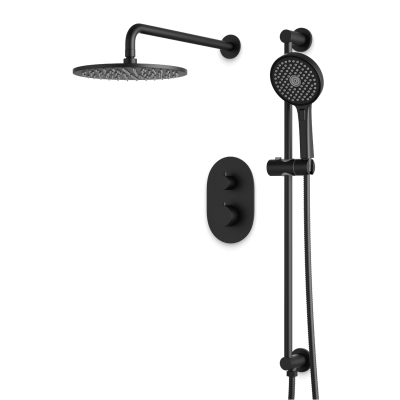 Opera Thermostatic Shower Trim Kit with Hand Shower on Slide Bar - Matte Black / Wide image 1