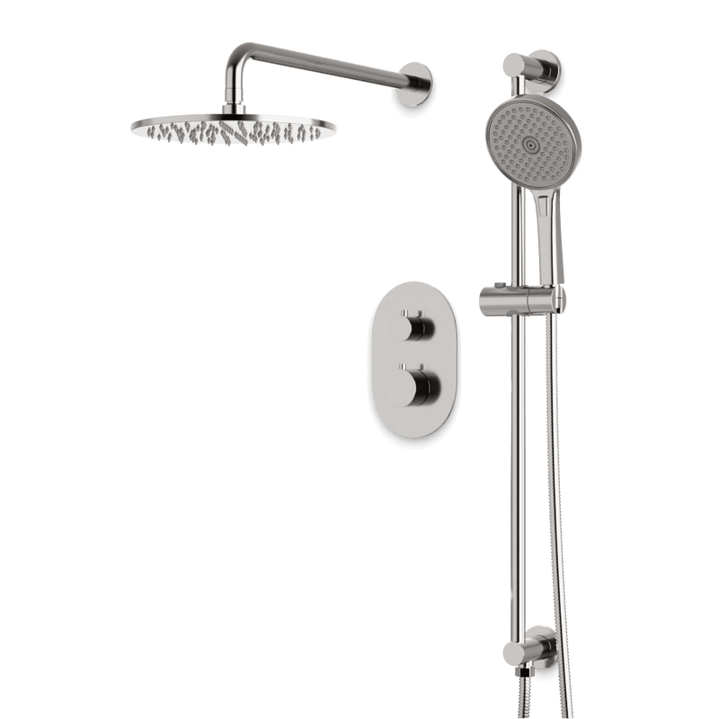 Opera Thermostatic Shower Trim Kit with Hand Shower on Slide Bar - Brushed Nickel / Wide image 1