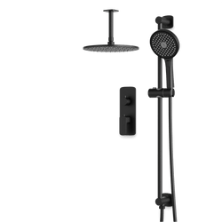Harmony Thermostatic Shower Trim Kit with Hand Shower on Slide Bar - Matte Black / 10" (standard) / Ceiling Mount thumbnail 1