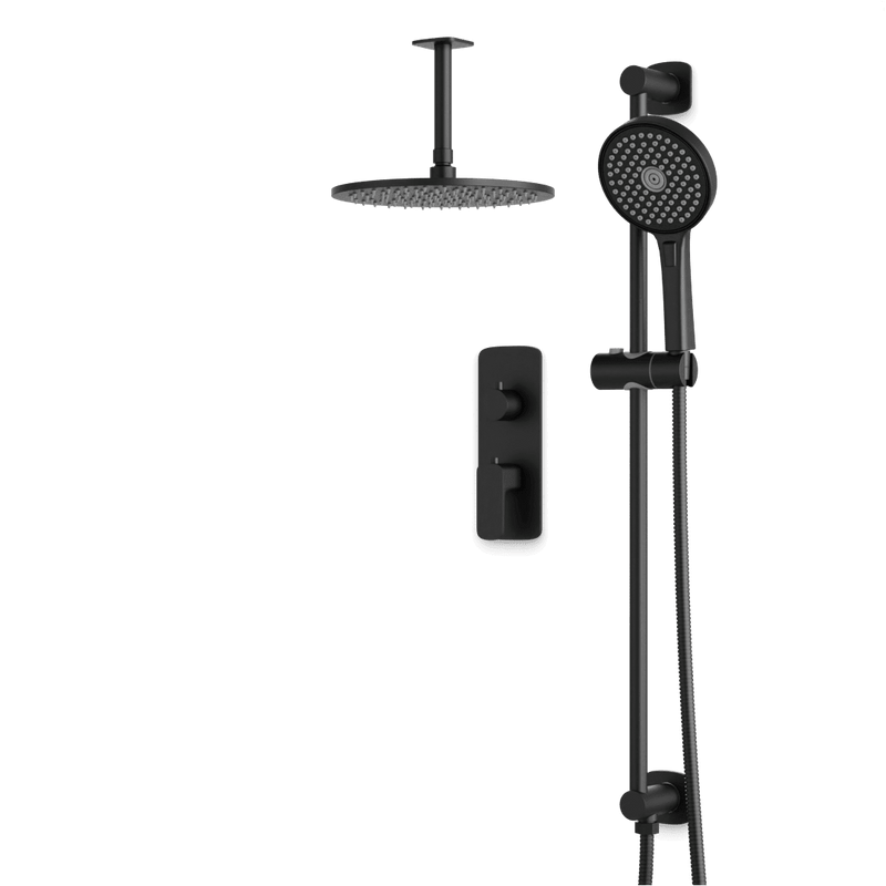 Harmony Thermostatic Shower Trim Kit with Hand Shower on Slide Bar - Matte Black / 10" (standard) / Ceiling Mount image 1