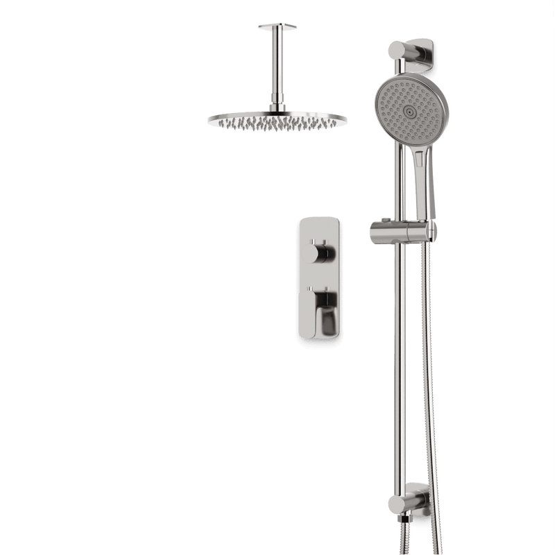 Harmony Thermostatic Shower Trim Kit with Hand Shower on Slide Bar - Brushed Nickel / 10" (standard) / Ceiling Mount image 1