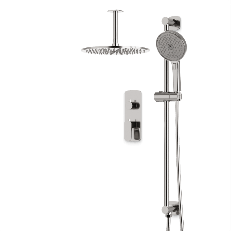 Harmony Thermostatic Shower Trim Kit with Hand Shower on Slide Bar - Brushed Nickel / 12" / Ceiling Mount image 1