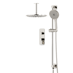 Harmony Thermostatic Shower Trim Kit with Hand Shower on Slide Bar - Polished Nickel / 12" / Ceiling Mount thumbnail 1