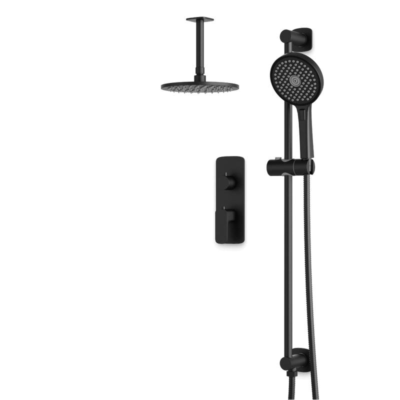 Harmony Thermostatic Shower Trim Kit with Hand Shower on Slide Bar - Matte Black / 8" / Ceiling Mount image 1