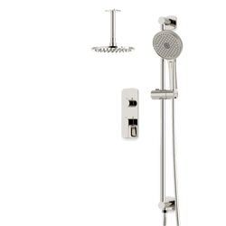 Harmony Thermostatic Shower Trim Kit with Hand Shower on Slide Bar - Polished Nickel / 8" / Ceiling Mount thumbnail 1