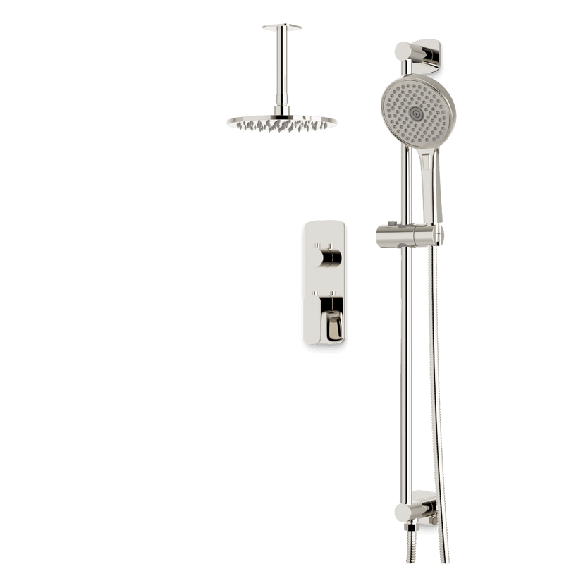 Harmony Thermostatic Shower Trim Kit with Hand Shower on Slide Bar - Polished Nickel / 8" / Ceiling Mount image 1