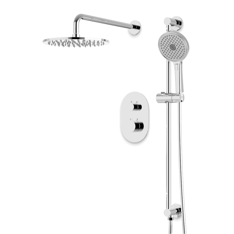Opera Thermostatic Shower Trim Kit with Hand Shower on Slide Bar - Chrome / Wide image 1