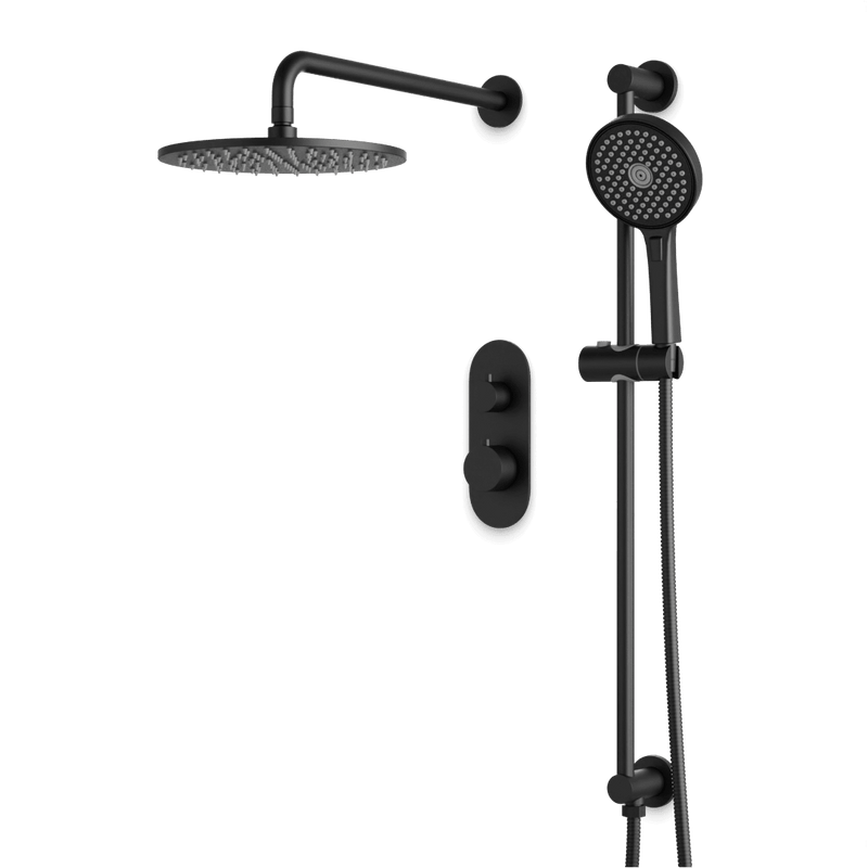 Opera Thermostatic Shower Trim Kit with Hand Shower on Slide Bar - Matte Black / Linear image 1