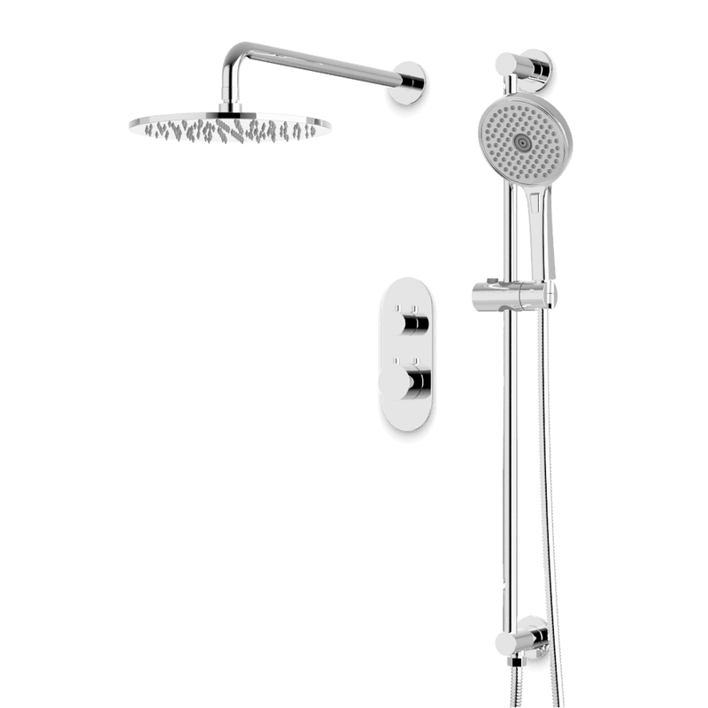 Opera Thermostatic Shower Trim Kit with Hand Shower on Slide Bar - Chrome / Linear image 1
