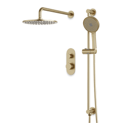 Opera Thermostatic Shower Trim Kit with Hand Shower on Slide Bar - Satin Brass / Linear thumbnail 1