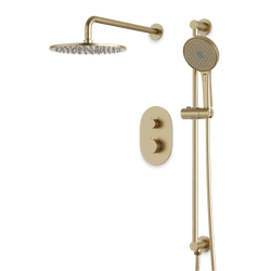Opera Thermostatic Shower Trim Kit with Hand Shower on Slide Bar - Satin Brass / Wide thumbnail 1