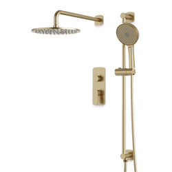 Harmony Thermostatic Shower Trim Kit with Hand Shower on Slide Bar - Satin Brass / 10" (standard) / Wall Mount thumbnail 1