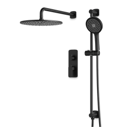 Harmony Thermostatic Shower Trim Kit with Hand Shower on Slide Bar - Matte Black / 12" / Wall Mount thumbnail 1