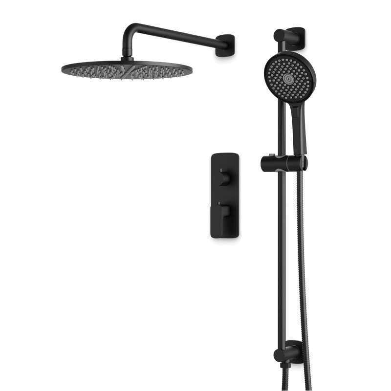 Harmony Thermostatic Shower Trim Kit with Hand Shower on Slide Bar - Matte Black / 12" / Wall Mount image 1