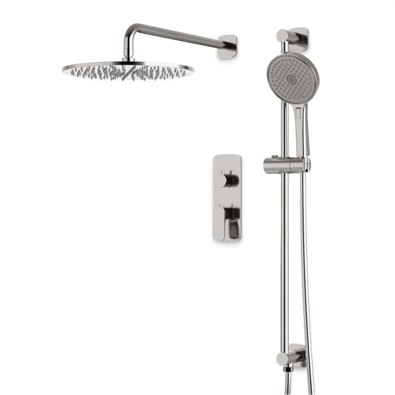 Harmony Thermostatic Shower Trim Kit with Hand Shower on Slide Bar - Brushed Nickel / 12" / Wall Mount image 1
