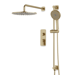 Harmony Thermostatic Shower Trim Kit with Hand Shower on Slide Bar - Satin Brass / 12" / Wall Mount thumbnail 1