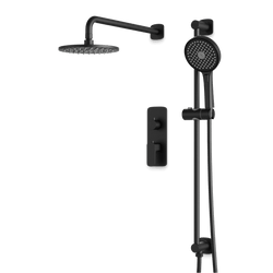Harmony Thermostatic Shower Trim Kit with Hand Shower on Slide Bar - Matte Black / 8" / Wall Mount thumbnail 1