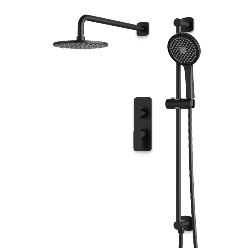 Harmony Thermostatic Shower Trim Kit with Hand Shower on Slide Bar - Matte Black / 8" / Wall Mount image 1