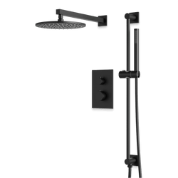 Otella Thermostatic Shower Trim Kit with Hand Shower on Slide Bar - Matte Black / Wide thumbnail 1
