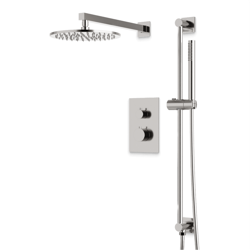 Otella Thermostatic Shower Trim Kit with Hand Shower on Slide Bar - Brushed Nickel / Wide image 1