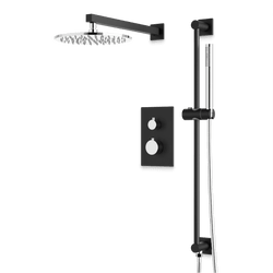 Otella Thermostatic Shower Trim Kit with Hand Shower on Slide Bar - Chrome/Matte Black / Wide thumbnail 1