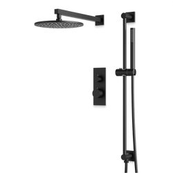 Otella Thermostatic Shower Trim Kit with Hand Shower on Slide Bar - Matte Black / Linear thumbnail 1