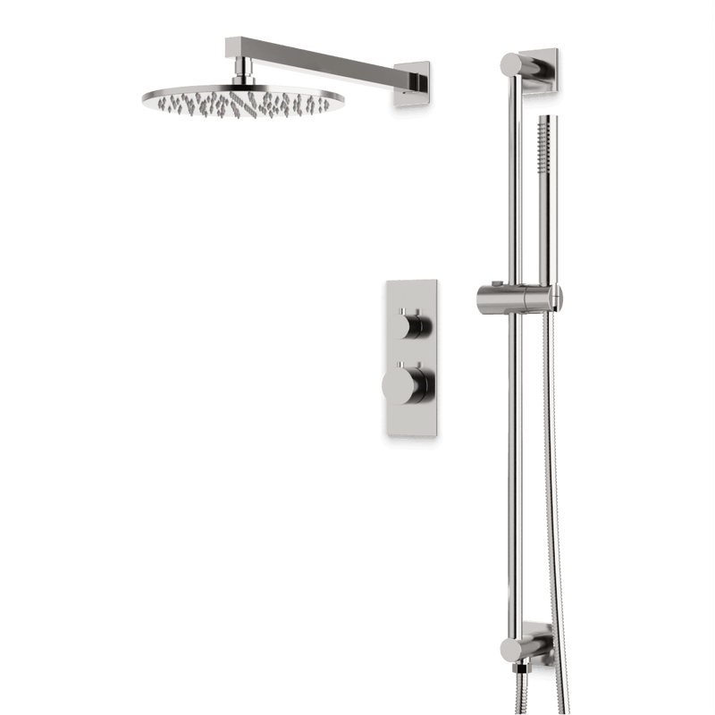 Otella Thermostatic Shower Trim Kit with Hand Shower on Slide Bar - Brushed Nickel / Linear image 1