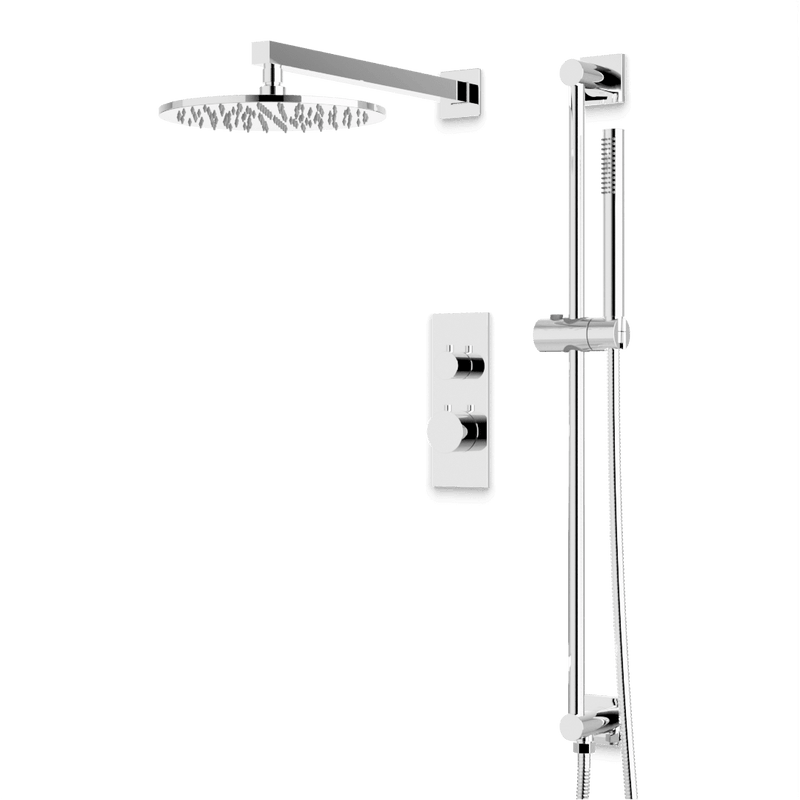 Otella Thermostatic Shower Trim Kit with Hand Shower on Slide Bar - Chrome / Linear image 1
