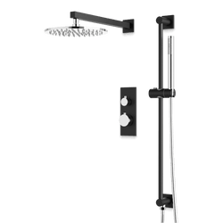 Otella Thermostatic Shower Trim Kit with Hand Shower on Slide Bar - Chrome/Matte Black / Linear thumbnail 1