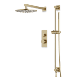 Otella Thermostatic Shower Trim Kit with Hand Shower on Slide Bar - Satin Brass / Linear thumbnail 1