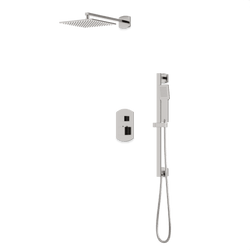 Transitional Thermostatic Shower Trim Kit with Wall Mount Shower Head, Hand Shower on Slide Bar - Brushed Nickel thumbnail 1