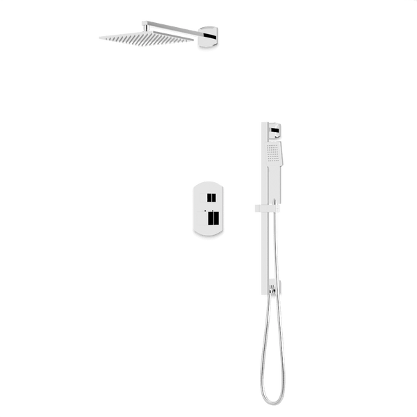 Transitional Thermostatic Shower Trim Kit with Wall Mount Shower Head, Hand Held Shower on Slide Bar Artos US Chrome 