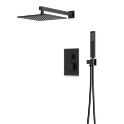 Edge Thermostatic Shower Trim Kit with Wall Mount Shower Head, Hand Shower - Matte Black / Wide thumbnail 1