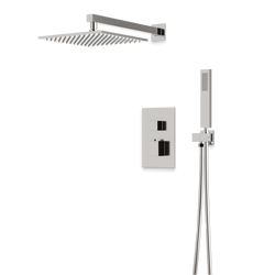 Edge Thermostatic Shower Trim Kit with Wall Mount Shower Head, Hand Shower - Brushed Nickel / Wide thumbnail 1