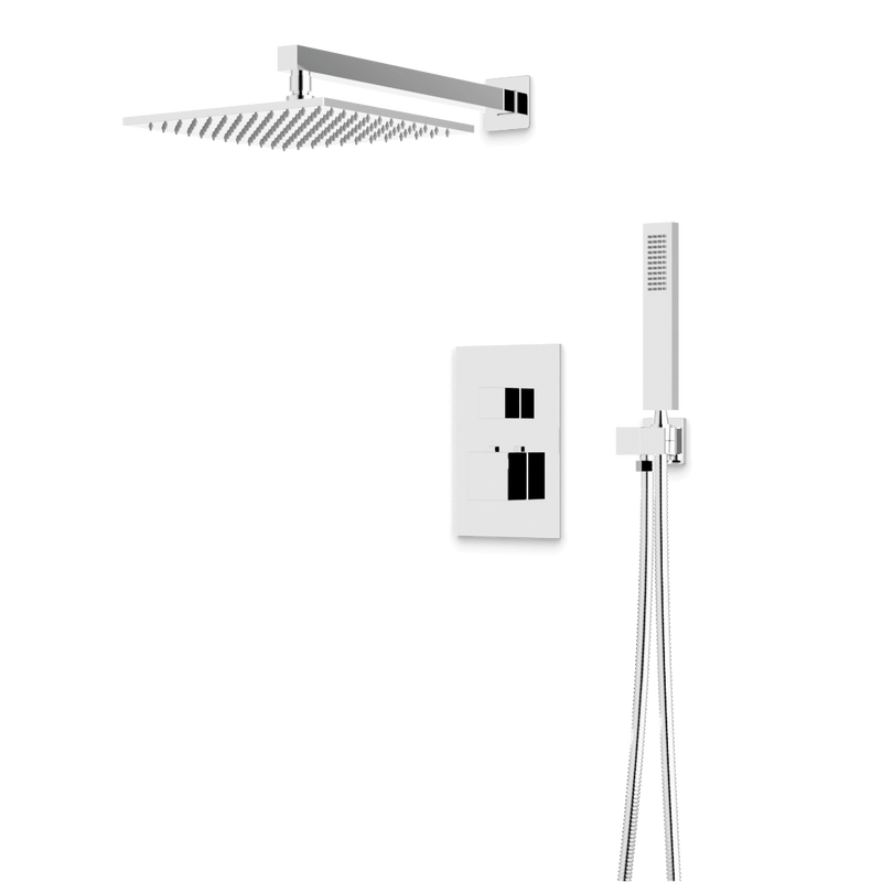 Edge Thermostatic Shower Trim Kit with Wall Mount Shower Head, Hand Shower - Chrome / Wide image 1
