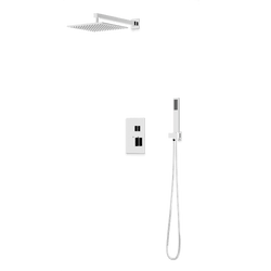 PS139 - Square Thermostatic Shower Trim Kit with Wall Mount Shower Head, Hand Held Shower Artos US Chrome 