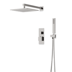 Edge Thermostatic Shower Trim Kit with Wall Mount Shower Head, Hand Shower - Brushed Nickel / Linear thumbnail 1