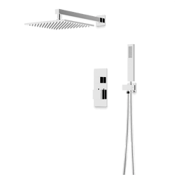 Edge Thermostatic Shower Trim Kit with Wall Mount Shower Head, Hand Shower - Chrome / Linear thumbnail 1